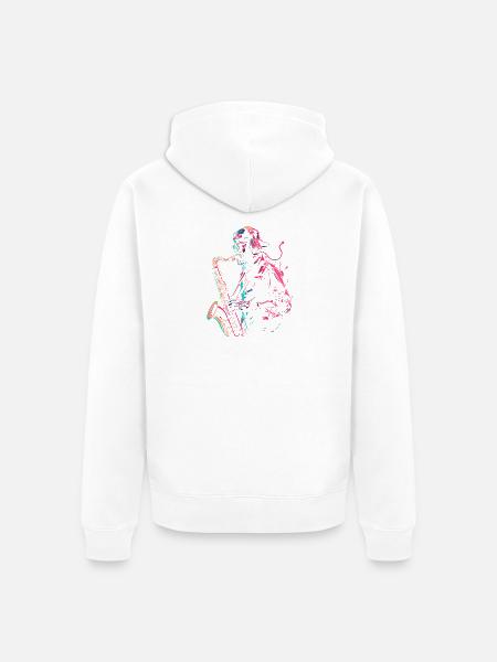 Saxophonist Steampunk - Unisex Premium Bio Zip Hoodie - Weiß