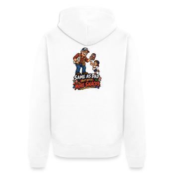 Gleich wie Papa, mehr Snacks - Unisex Premium Bio Zip Hoodie - Weiß - Hinten - Thijin (182cm)