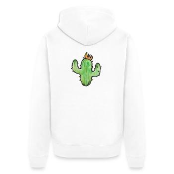 Kaktusflammen-Sketch - Unisex Premium Bio Zip Hoodie - Weiß - Hinten - Thijin (182cm)