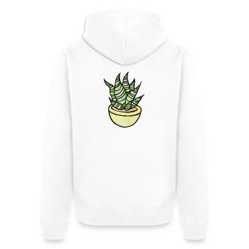Sukkulenten-Aquarelltopf - Unisex Premium Bio Zip Hoodie - Weiß - Hinten - Thijin (182cm)