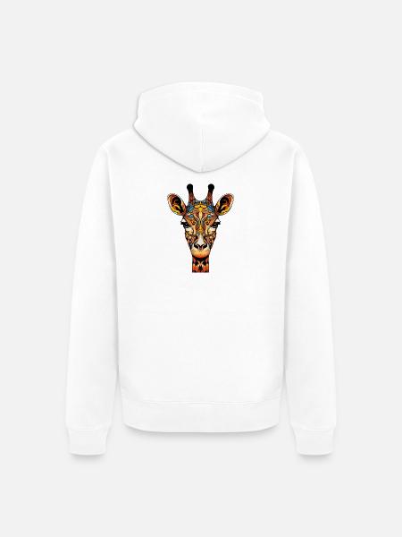 Giraffe Kopf Bunte Ornamente - Unisex Premium Bio Zip Hoodie - Weiß