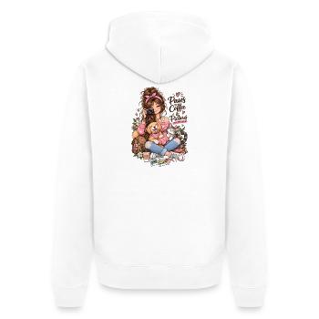 Paws Coffee Pictures Mädchen Hund Katze Spruch - Unisex Premium Bio Zip Hoodie - Weiß - Hinten - Thijin (182cm)