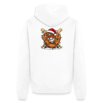 Baseball-Weihnachten - Unisex Premium Bio Zip Hoodie - Weiß - Hinten - Thijin (182cm)