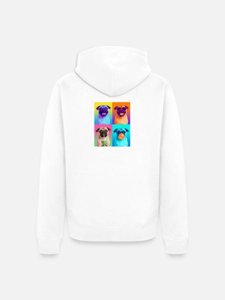 Hunde Mops Hund - Unisex Premium Bio Zip Hoodie - Weiß