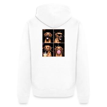 Hunde Rhodesian Ridgeback Hund - Unisex Premium Bio Zip Hoodie - Weiß - Hinten - Thijin (182cm)