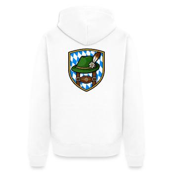 Bayerisches Edelweiß Schild - Unisex Premium Bio Zip Hoodie - Weiß - Hinten - Thijin (182cm)