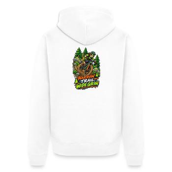 Enge Pfad, breites Grinsen - Unisex Premium Bio Zip Hoodie - Weiß - Hinten - Thijin (182cm)