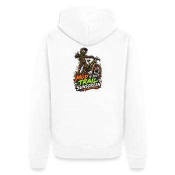 Schlamm ist Trail-Sonnencreme - Unisex Premium Bio Zip Hoodie - Weiß - Hinten - Thijin (182cm)