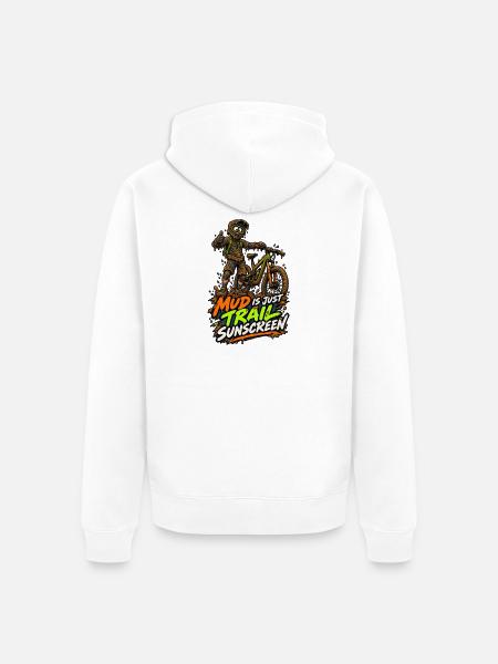 Schlamm ist Trail-Sonnencreme - Unisex Premium Bio Zip Hoodie - Weiß
