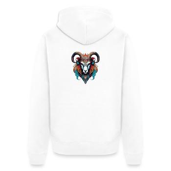 Widder Kopf Bunte Ornamente - Unisex Premium Bio Zip Hoodie - Weiß - Hinten - Thijin (182cm)