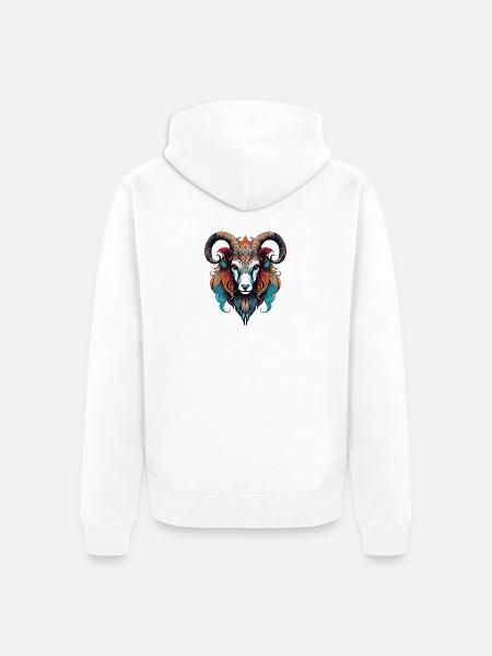 Widder Kopf Bunte Ornamente - Unisex Premium Bio Zip Hoodie - Weiß