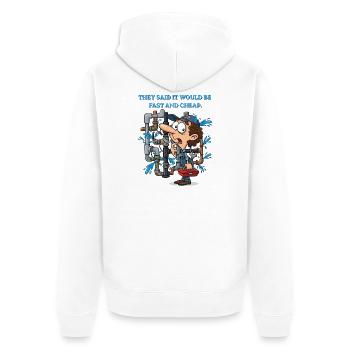 Klempner im Einsatz: geplatzte Rohre - Unisex Premium Bio Zip Hoodie - Weiß - Hinten - Thijin (182cm)