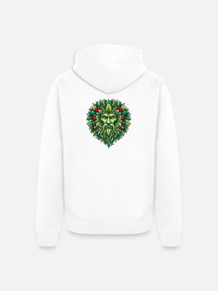 Weihnachts-Wintersonnenwende Weihnachtsgrüner Mann - Unisex Premium Bio Zip Hoodie - Weiß