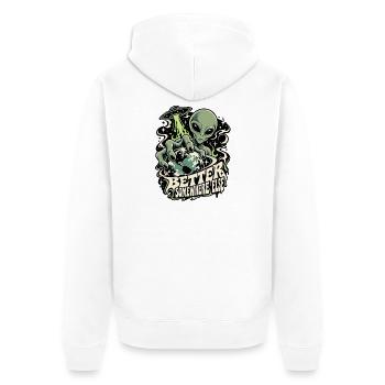 Außerirdischer Planetenkontakt - Unisex Premium Bio Zip Hoodie - Weiß - Hinten - Thijin (182cm)