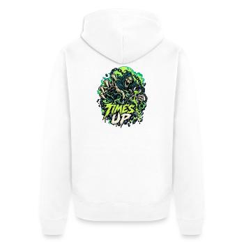 Times Up Neon Sensenmann - Unisex Premium Bio Zip Hoodie - Weiß - Hinten - Thijin (182cm)