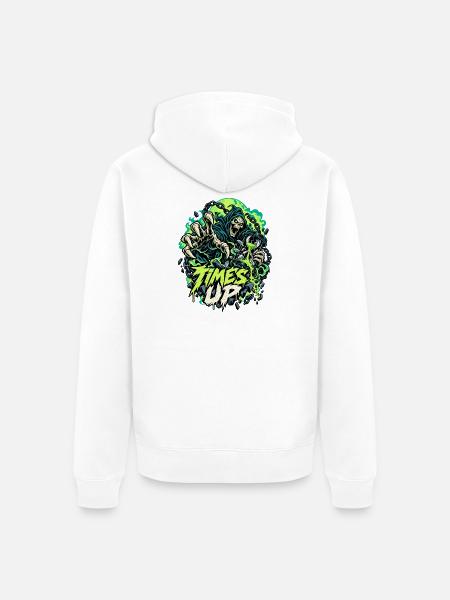 Times Up Neon Sensenmann - Unisex Premium Bio Zip Hoodie - Weiß