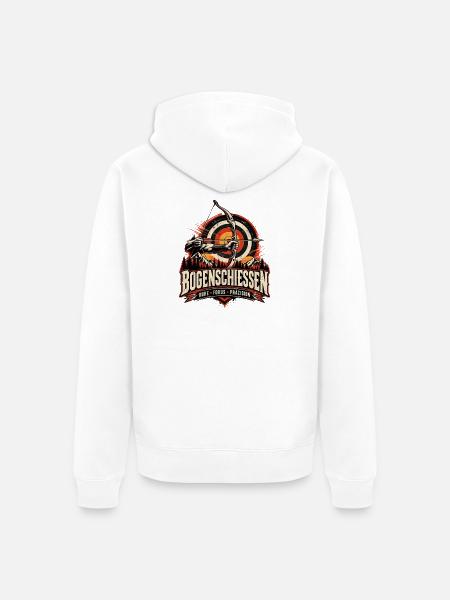 Bogenschießen Ruhe Fokus Präzision Retro - Unisex Premium Bio Zip Hoodie - Weiß