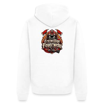 Freiwillige Feuerwehr Helm Äxte & Schlauch - Unisex Premium Bio Zip Hoodie - Weiß - Hinten - Thijin (182cm)