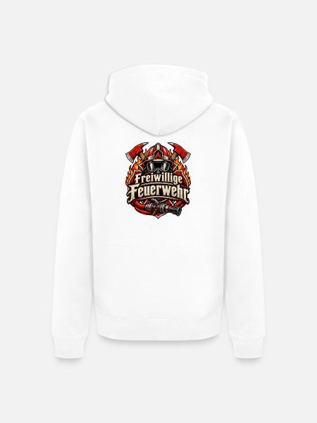 Freiwillige Feuerwehr Helm Äxte & Schlauch - Unisex Premium Bio Zip Hoodie - Weiß