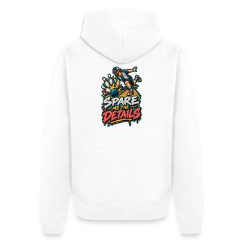 Spare mir die Details – Bowling Cartoon - Unisex Premium Bio Zip Hoodie - Weiß - Hinten - Thijin (182cm)
