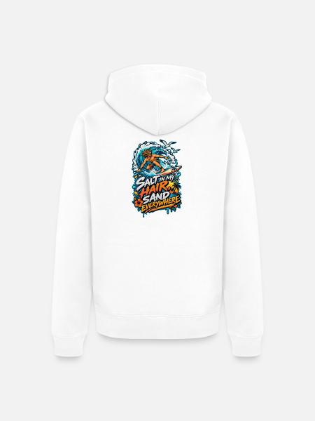 Salz im Haar, Sand überall - Unisex Premium Bio Zip Hoodie - Weiß
