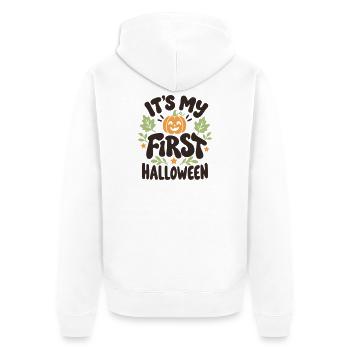 Es ist mein erstes süßes Halloween-Kürbisbaby - Unisex Premium Bio Zip Hoodie - Weiß - Hinten - Thijin (182cm)