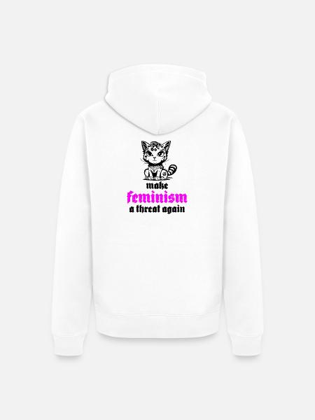 make feminism a threat again - Unisex Premium Bio Zip Hoodie - Weiß