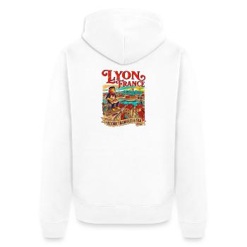 Vintage Lyon France Historic Traboules And Silk - Unisex Premium Bio Zip Hoodie - Weiß - Hinten - Thijin (182cm)
