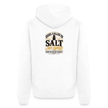 Jesus Salt Not Syrup Geistliches Zitat-Kunstwerk - Unisex Premium Bio Zip Hoodie - Weiß - Hinten - Thijin (182cm)