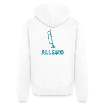 Trompeten Allesio - Unisex Premium Bio Zip Hoodie - Weiß - Hinten - Thijin (182cm)