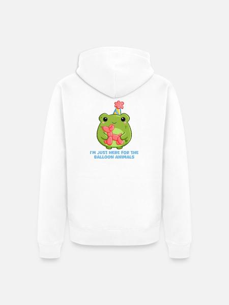 Fröhlicher Frosch mit Ballonhund Party - Unisex Premium Bio Zip Hoodie - Weiß