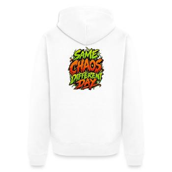 Same Chaos Different Day - Unisex Premium Bio Zip Hoodie - Weiß - Hinten - Thijin (182cm)