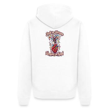 Karneval Jeck Karnevalsfan Konfetti im Kopf - Unisex Premium Bio Zip Hoodie - Weiß - Hinten - Thijin (182cm)