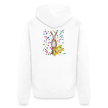 Osterhase mit Konfetti - Unisex Premium Bio Zip Hoodie - Weiß - Hinten - Thijin (182cm)