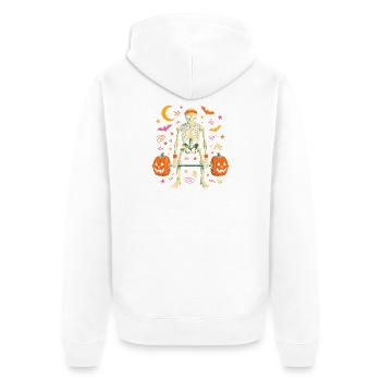  Skelett Kreuzheben Halloween Kürbis Gewichte - Unisex Premium Bio Zip Hoodie - Weiß - Hinten - Thijin (182cm)