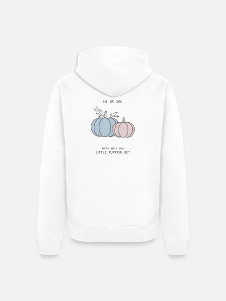 Er oder sie Little Pumpkin Geschlechtsenthüllung - Unisex Premium Bio Zip Hoodie - Weiß