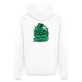 Inline Skating Graffiti mit Inliner im Urban Style - Unisex Premium Bio Zip Hoodie - Weiß - Hinten - Thijin (182cm)