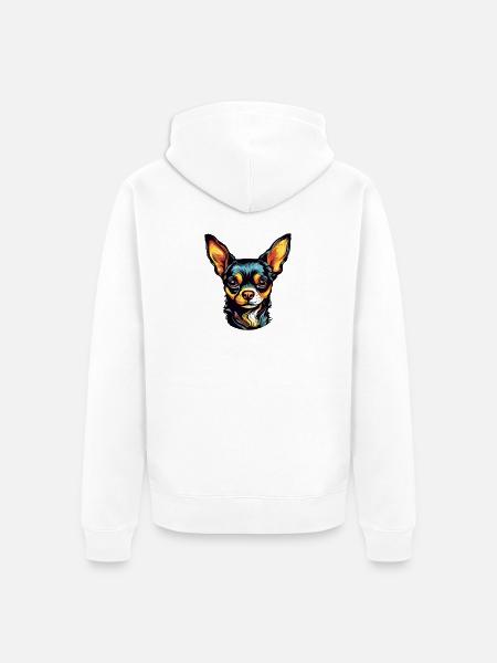 Chihuahua Hund Kopf Bunt - Unisex Premium Bio Zip Hoodie - Weiß
