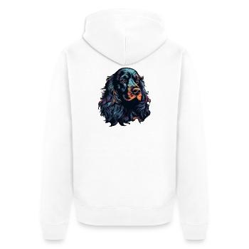 Spaniel Hund Kopf Schwarz Bunt - Unisex Premium Bio Zip Hoodie - Weiß - Hinten - Thijin (182cm)