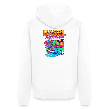Basel Switzerland Retro Carnival Landscape Aug - Unisex Premium Bio Zip Hoodie - Weiß - Hinten - Thijin (182cm)