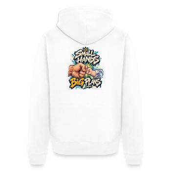 Kleine Hände Große Pläne - Unisex Premium Bio Zip Hoodie - Weiß - Hinten - Thijin (182cm)