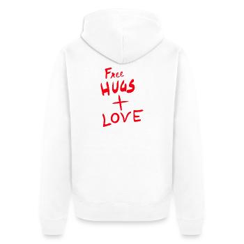 Free Hugs and Love Logo - Unisex Premium Bio Zip Hoodie - Weiß - Hinten - Thijin (182cm)