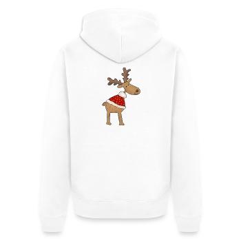 Dekoelch - Unisex Premium Bio Zip Hoodie - Weiß - Hinten - Thijin (182cm)