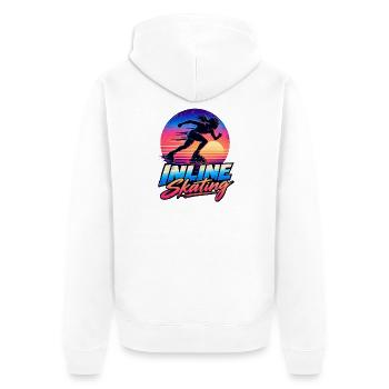 Inline Skating Retro Sunset – Skater - Unisex Premium Bio Zip Hoodie - Weiß - Hinten - Thijin (182cm)
