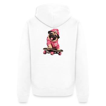 Mops Hund süßer Mops niedlicher Mops - Unisex Premium Bio Zip Hoodie - Weiß - Hinten - Thijin (182cm)