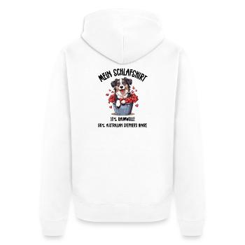 Aussie Welpe Eimer Herzen Schlafshirt - Unisex Premium Bio Zip Hoodie - Weiß - Hinten - Thijin (182cm)