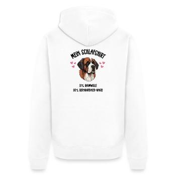 Bernhardiner Herzen Schlafshirt Sanfter Riese - Unisex Premium Bio Zip Hoodie - Weiß - Hinten - Thijin (182cm)