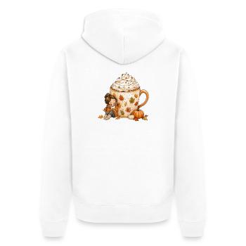 Gemütlicher Herbst Kaffee Zauber - Unisex Premium Bio Zip Hoodie - Weiß - Hinten - Thijin (182cm)