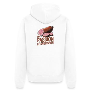  Ma Passion Le Saucisson Wurstliebhaber Salami - Unisex Premium Bio Zip Hoodie - Weiß - Hinten - Thijin (182cm)