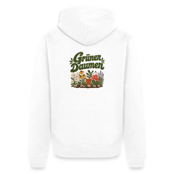 Grüner Daumen Blumenpracht - Unisex Premium Bio Zip Hoodie - Weiß - Hinten - Thijin (182cm)
